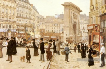 Le Boulevard St Denis Paris scènes Jean Béraud Peinture à l'huile